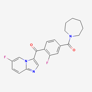 molecular formula C21H19F2N3O2 B13974820 1-(3-Fluoro-4-{6-fluoroimidazo[1,2-a]pyridine-3-carbonyl}benzoyl)azepane 