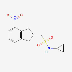 molecular formula C13H16N2O4S B13974858 N-cyclopropyl-1-(4-nitro-2,3-dihydro-1H-inden-2-yl)methanesulfonamide 