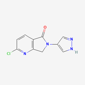 molecular formula C10H7ClN4O B13974936 2-Chloro-6,7-dihydro-6-(1H-pyrazol-4-yl)-5H-pyrrolo[3,4-b]pyridin-5-one 