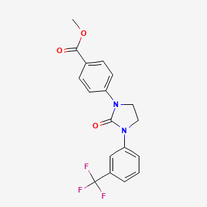 molecular formula C18H15F3N2O3 B13974953 Benzoic acid, 4-[2-oxo-3-[3-(trifluoromethyl)phenyl]-1-imidazolidinyl]-, methyl ester 