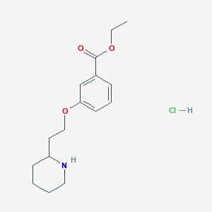 molecular formula C16H24ClNO3 B1397522 Ethyl 3-[2-(2-piperidinyl)ethoxy]benzoate hydrochloride CAS No. 1220031-88-8