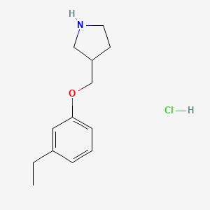 molecular formula C13H20ClNO B1397524 3-[(3-Ethylphenoxy)methyl]pyrrolidine hydrochloride CAS No. 1220019-48-6