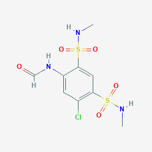 molecular formula C9H12ClN3O5S2 B13975292 N-[5-chloro-2,4-bis(methylsulfamoyl)phenyl]formamide 