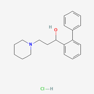 molecular formula C20H26ClNO B13975452 alpha-(2-Biphenylyl)-1-piperidinepropanol hydrochloride CAS No. 50910-14-0