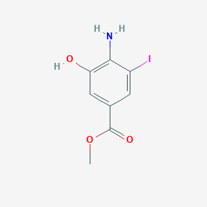 molecular formula C8H8INO3 B13975678 Methyl 4-amino-3-hydroxy-5-iodobenzoate 