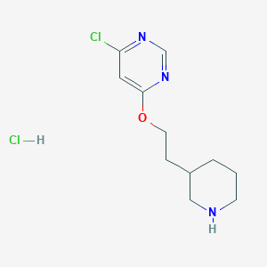 molecular formula C11H17Cl2N3O B1397584 4-Chloro-6-(2-(piperidin-3-yl)ethoxy)pyrimidine hydrochloride CAS No. 1219967-23-3