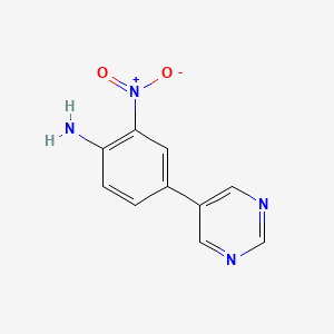 molecular formula C10H8N4O2 B13976036 2-Nitro-4-(pyrimidin-5-yl)aniline 