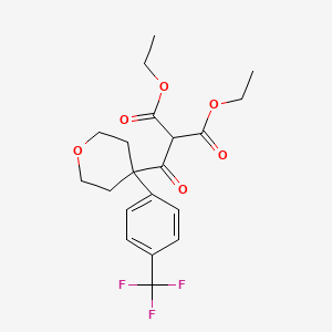 molecular formula C20H23F3O6 B13976077 diethyl 2-(4-(4-(trifluoromethyl)phenyl)-tetrahydro-2H-pyran-4-carbonyl)malonate 