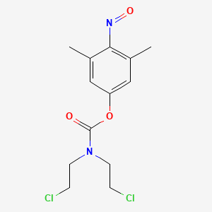 molecular formula C13H16Cl2N2O3 B13976264 Carbamic acid, bis(2-chloroethyl)-, 4-nitroso-3,5-xylyl ester CAS No. 63884-83-3
