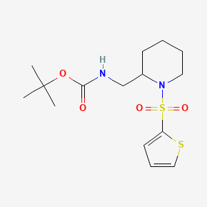 molecular formula C15H24N2O4S2 B13976328 Tert-butyl ((1-(thiophen-2-ylsulfonyl)piperidin-2-yl)methyl)carbamate 