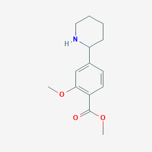 molecular formula C14H19NO3 B13976357 Methyl 2-methoxy-4-(piperidin-2-yl)benzoate CAS No. 832155-04-1