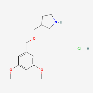 molecular formula C14H22ClNO3 B1397639 3,5-Dimethoxybenzyl 3-pyrrolidinylmethyl ether hydrochloride CAS No. 1219964-68-7