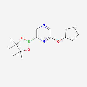 molecular formula C15H23BN2O3 B13976515 2-(cyclopentyloxy)-6-(4,4,5,5-tetramethyl-1,3,2-dioxaborolan-2-yl)Pyrazine 