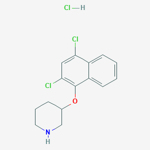 molecular formula C15H16Cl3NO B1397652 3-[(2,4-Dichloro-1-naphthyl)oxy]piperidine hydrochloride CAS No. 1220032-66-5