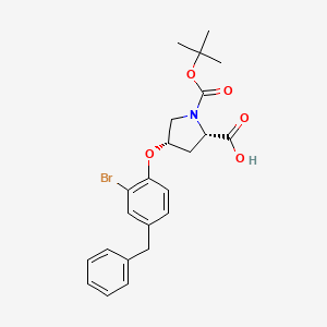 molecular formula C23H26BrNO5 B1397670 (2S,4S)-4-(4-Benzyl-2-bromophenoxy)-1-(tert-butoxycarbonyl)-2-pyrrolidinecarboxylic acid CAS No. 1354486-58-0