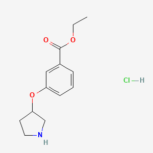 molecular formula C13H18ClNO3 B1397680 Ethyl 3-(3-pyrrolidinyloxy)benzoate hydrochloride CAS No. 1219960-96-9
