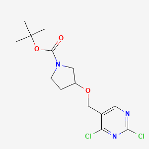 molecular formula C14H19Cl2N3O3 B13976819 tert-Butyl 3-((2,4-dichloropyrimidin-5-yl)methoxy)pyrrolidine-1-carboxylate 
