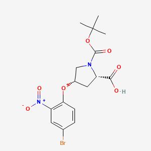 molecular formula C16H19BrN2O7 B1397703 (2S,4S)-4-(4-Bromo-2-nitrophenoxy)-1-(tert-butoxycarbonyl)-2-pyrrolidinecarboxylic acid CAS No. 1354485-58-7