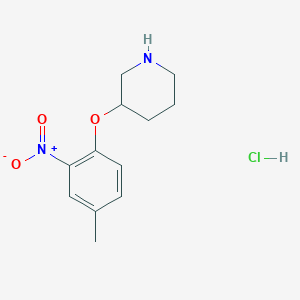 molecular formula C12H17ClN2O3 B1397709 3-(4-甲基-2-硝基苯氧基)哌啶盐酸盐 CAS No. 1220034-58-1