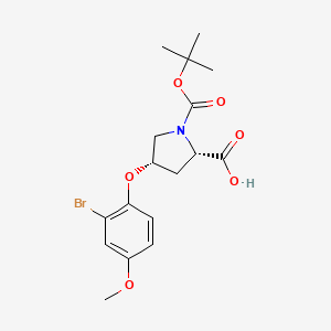molecular formula C17H22BrNO6 B1397719 (2S,4S)-4-(2-Bromo-4-methoxyphenoxy)-1-(tert-butoxycarbonyl)-2-pyrrolidinecarboxylic acid CAS No. 1354484-77-7