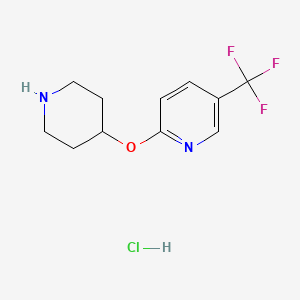 molecular formula C11H14ClF3N2O B1397722 2-(Piperidin-4-yloxy)-5-(trifluoromethyl)pyridine hydrochloride CAS No. 1219979-10-8