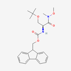 molecular formula C24H30N2O5 B1397749 9H-fluoren-9-ylmethyl N-[(1S)-2-(tert-butoxy)-1-[methoxy(methyl)carbamoyl]ethyl]carbamate CAS No. 439685-19-5