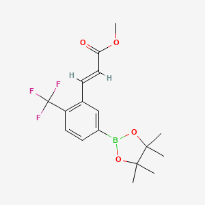 molecular formula C17H20BF3O4 B13977536 methyl (2E)-3-[5-(4,4,5,5-tetramethyl-1,3,2-dioxaborolan-2-yl)-2-(trifluoromethyl)phenyl]prop-2-enoate 