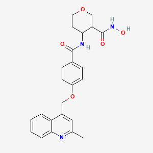 molecular formula C24H25N3O5 B13977547 N-hydroxy-4-[[4-[(2-methylquinolin-4-yl)methoxy]benzoyl]amino]oxane-3-carboxamide 