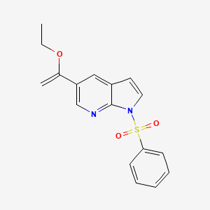 molecular formula C17H16N2O3S B13977574 1h-Pyrrolo[2,3-b]pyridine, 5-(1-ethoxyethenyl)-1-(phenylsulfonyl)- 