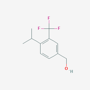 molecular formula C11H13F3O B13977634 Benzenemethanol, 4-(1-methylethyl)-3-(trifluoromethyl)- 