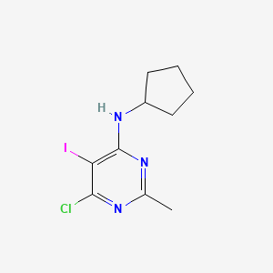 molecular formula C10H13ClIN3 B1397765 6-Chloro-n-cyclopentyl-5-iodo-2-methylpyrimidin-4-amine CAS No. 917895-66-0