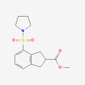 molecular formula C15H19NO4S B13977712 methyl 4-(pyrrolidin-1-ylsulfonyl)-2,3-dihydro-1H-indene-2-carboxylate 