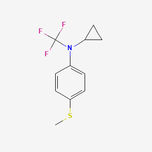 molecular formula C11H12F3NS B13977873 N-cyclopropyl-4-(methylthio)-N-(trifluoromethyl)aniline 