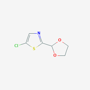 molecular formula C6H6ClNO2S B1397789 5-Chloro-2-(1,3-dioxolan-2-yl)-1,3-thiazole CAS No. 1080061-38-6