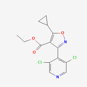 molecular formula C14H12Cl2N2O3 B1397799 Ethyl 5-Cyclopropyl-3-(3,5-dichloro-4-pyridyl)isoxazole-4-carboxylate CAS No. 1020569-94-1