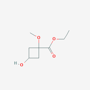molecular formula C8H14O4 B13978025 Ethyl 3-hydroxy-1-methoxycyclobutane-1-carboxylate 