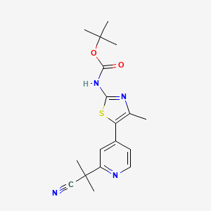 molecular formula C18H22N4O2S B1397803 Tert-butyl 5-(2-(2-cyanopropan-2-yl)pyridin-4-yl)-4-methylthiazol-2-ylcarbamate CAS No. 1217486-72-0