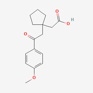 molecular formula C16H20O4 B13978114 {1-[2-(4-Methoxy-phenyl)-2-oxo-ethyl]-cyclopentyl}-acetic acid 