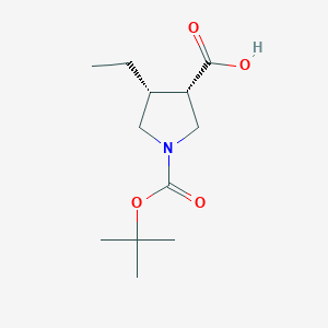 molecular formula C12H21NO4 B13978296 cis-1-Boc-4-ethylpyrrolidine-3-carboxylic Acid 