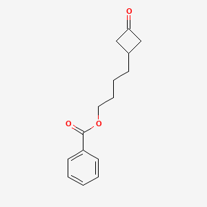 molecular formula C15H18O3 B13978521 4-(3-Oxocyclobutyl)butyl benzoate 