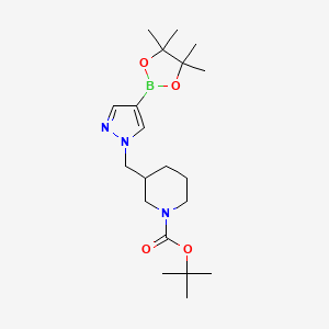 molecular formula C20H34BN3O4 B1397856 3-[4-(4,4,5,5-Tetramethyl-[1,3,2]dioxaborolan-2-yl)-pyrazol-1-ylmethyl]-piperidine-1-carboxylic acid tert-butyl ester CAS No. 1092563-71-7
