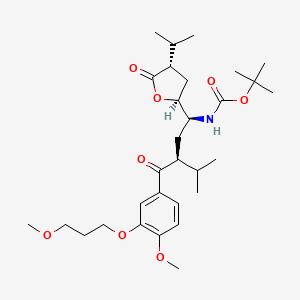 molecular formula C30H47NO8 B1397871 tert-Butyl ((1S,3S)-1-((2S,4S)-4-isopropyl-5-oxotetrahydrofuran-2-yl)-3-(4-methoxy-3-(3-methoxypropoxy)benzoyl)-4-methylpentyl)carbamate CAS No. 934841-22-2