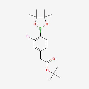 molecular formula C18H26BFO4 B13978741 Tert-butyl 2-(3-fluoro-4-(4,4,5,5-tetramethyl-1,3,2-dioxaborolan-2-yl)phenyl)acetate 