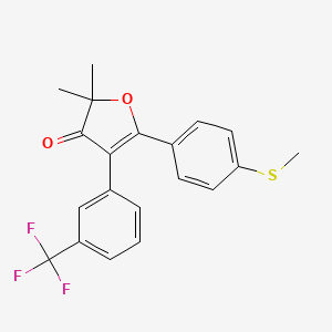 molecular formula C20H17F3O2S B13978843 2,2-dimethyl-5-(4-(methylthio)phenyl)-4-(3-(trifluoromethyl)phenyl)furan-3(2H)-one 