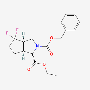 Ethyl 2-Cbz-3a-,6a-Dihydrogen-4,4-difluoro-hexahydro-cyclopenta[c]pyrrole-1-carboxylate