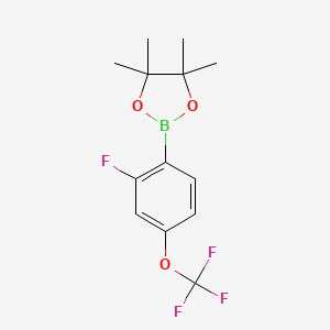molecular formula C13H15BF4O3 B1397898 2-[2-fluoro-4-(trifluoromethoxy)phenyl]-4,4,5,5-tetramethyl-1,3,2-dioxaborolane CAS No. 1073477-73-2