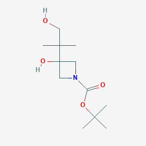 molecular formula C12H23NO4 B1397904 Tert-butyl 3-hydroxy-3-(1-hydroxy-2-methylpropan-2-yl)azetidine-1-carboxylate CAS No. 936850-11-2