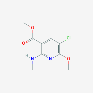 molecular formula C9H11ClN2O3 B13979119 Methyl 5-chloro-6-methoxy-2-(methylamino)nicotinate CAS No. 503000-89-3