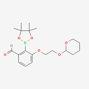 3-[2-(Oxan-2-yloxy)ethoxy]-2-(4,4,5,5-tetramethyl-1,3,2-dioxaborolan-2-yl)benzaldehyde