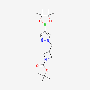 molecular formula C18H30BN3O4 B1397965 tert-butyl 3-{[4-(tetramethyl-1,3,2-dioxaborolan-2-yl)-1H-pyrazol-1-yl]methyl}azetidine-1-carboxylate CAS No. 877399-31-0